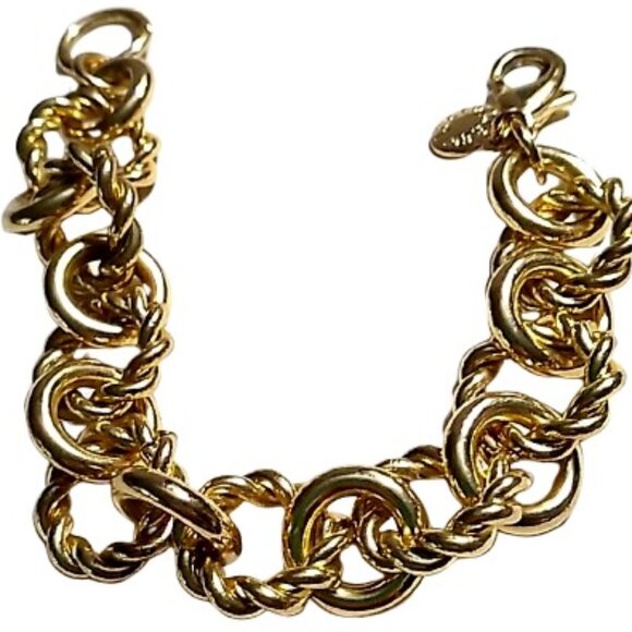 J.Crew Gold-Tone Chain Link Bracelet 8 inch Statement Jewelry Designer - Picture 1 of 13